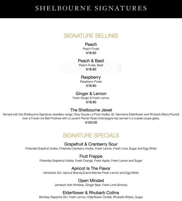 No. 27 Bar & Lounge The Shelbourne Menu Zomato Ireland