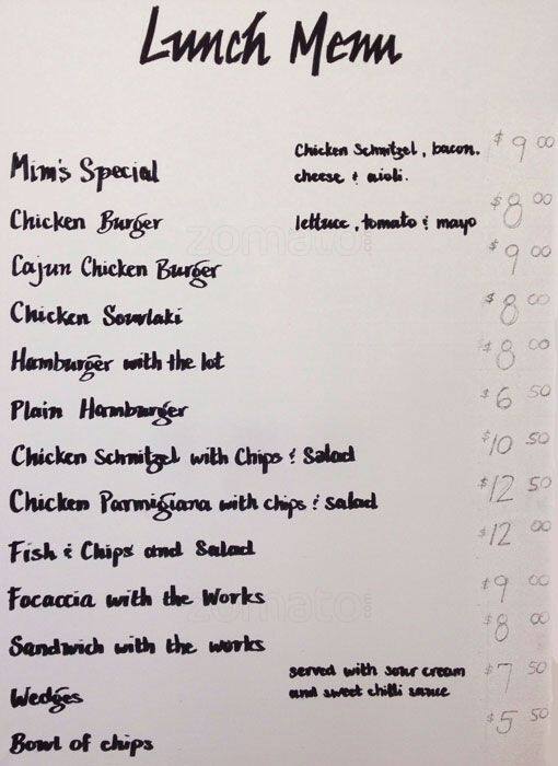 Mimi's Cafe menu