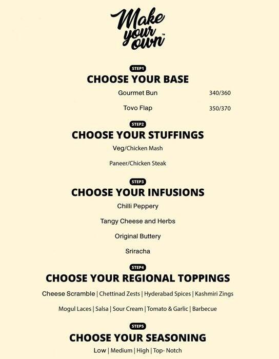 Menu at Tovo Canteen, Chennai, Block AF