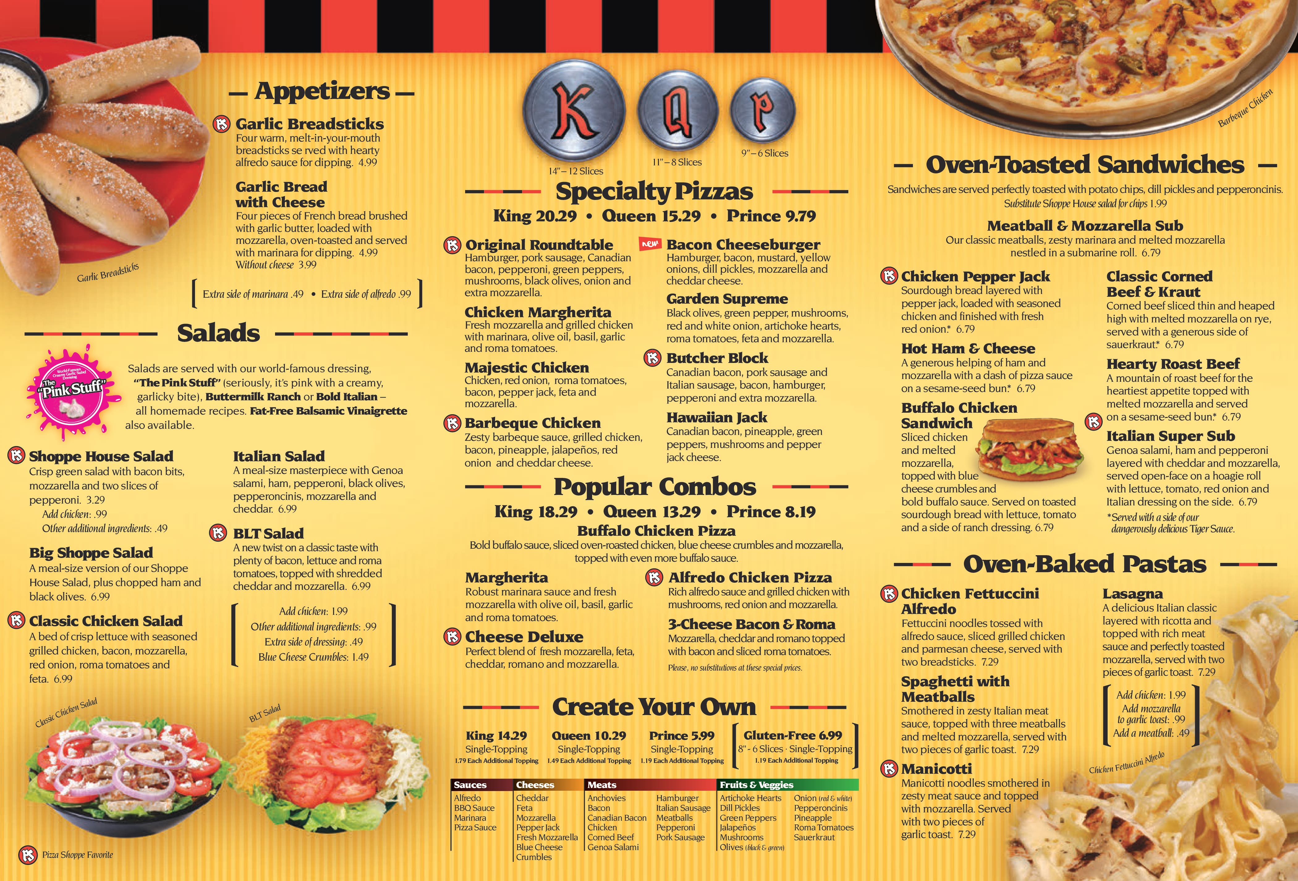 Naked City Pizza Shop Menu