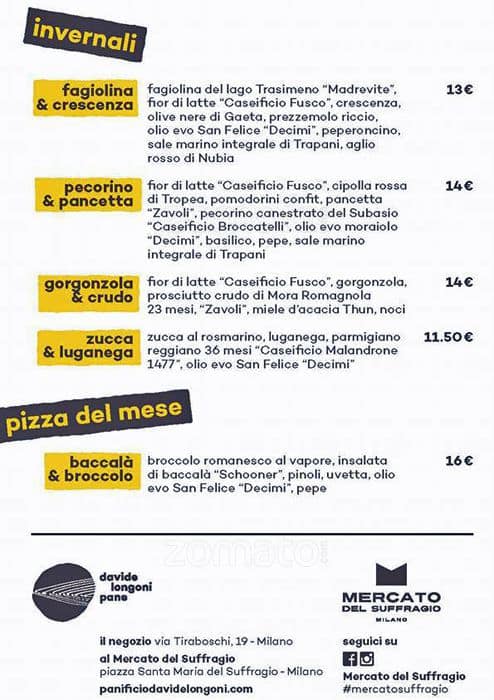 Menu di Panificio Davide Longoni 