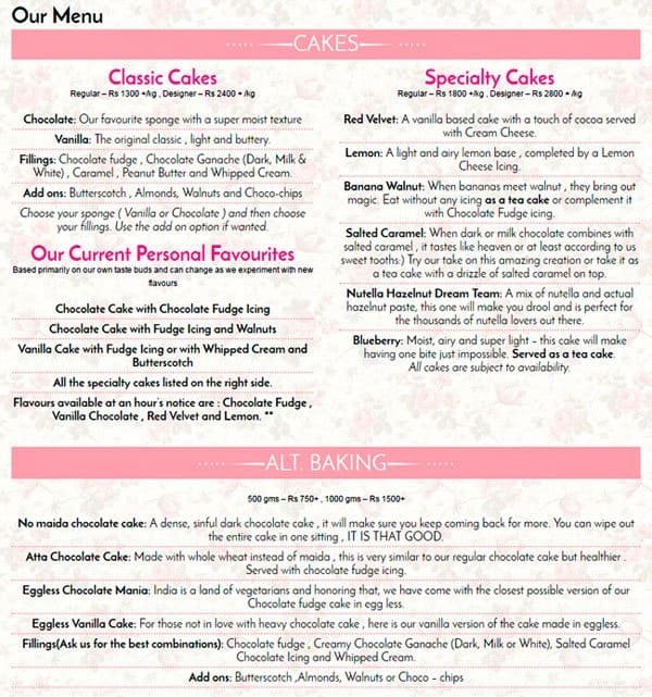 For The Love Of Cake Menu, Menu For For The Love Of Cake, Greater 