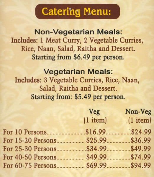 Embassy Restaurant menu