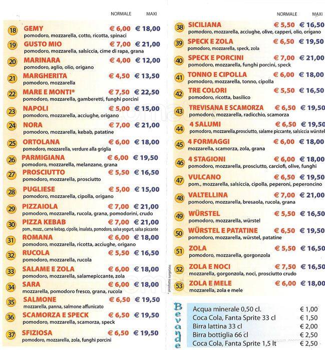 Menu di Sempre buono da noi 