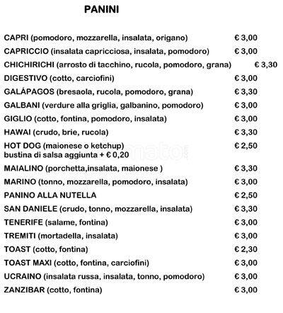 Menu di I Gustosi 