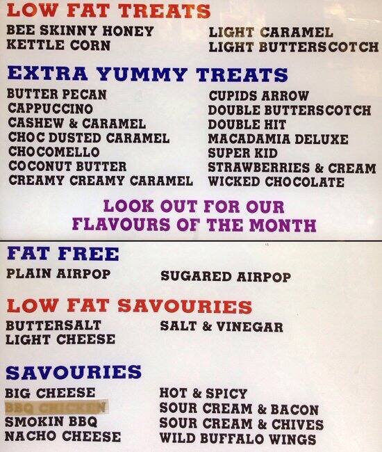 Popcorn Menu,Menú para Popcorn, Chermside, Brisbane Urbanspoon/Zomato