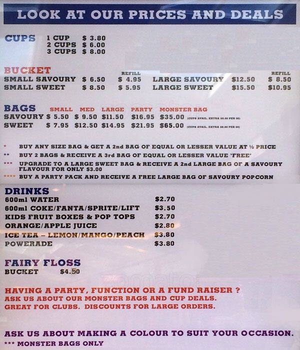 Popcorn Menu,Menú para Popcorn, Chermside, Brisbane Urbanspoon/Zomato