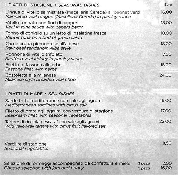 Menu di Trattoria Masuelli San Marco 