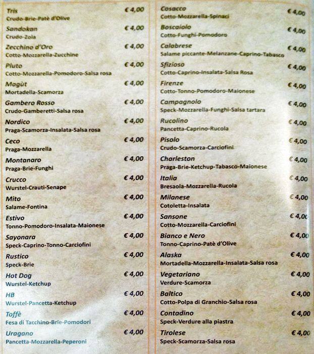 Menu di Bar Grattacielo 