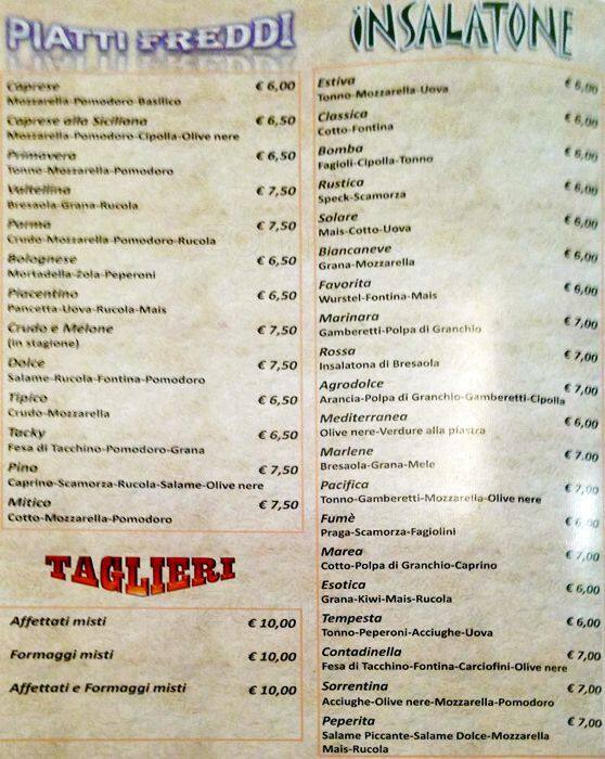 Menu di Bar Grattacielo 