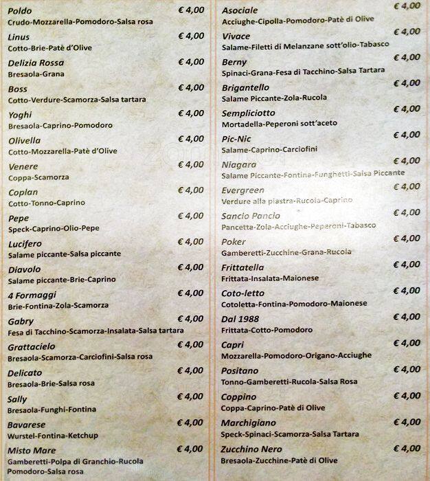 Menu di Bar Grattacielo 