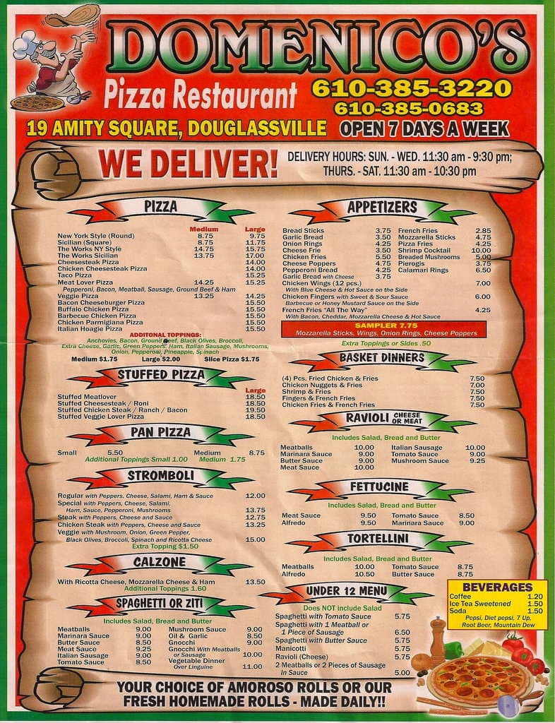 Domenico's Pizza Menu, Menu podniku Domenico's Pizza, Douglassville ...