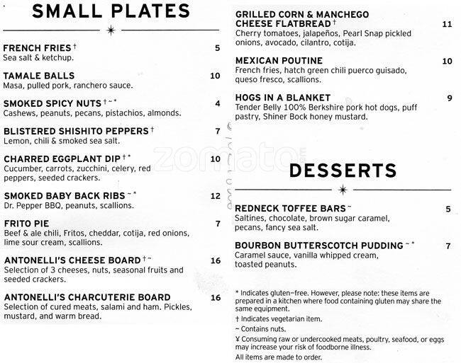 The Highball Menu, Menu for The Highball, Barton Hills, Austin Urbanspoon/Zomato