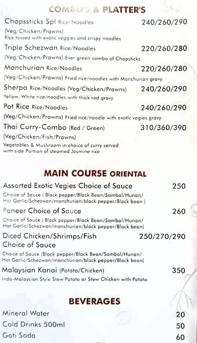 Menu At Chopssticks Stir, Sizzle & Grills, Lbs Marg, Mumbai, Lal 