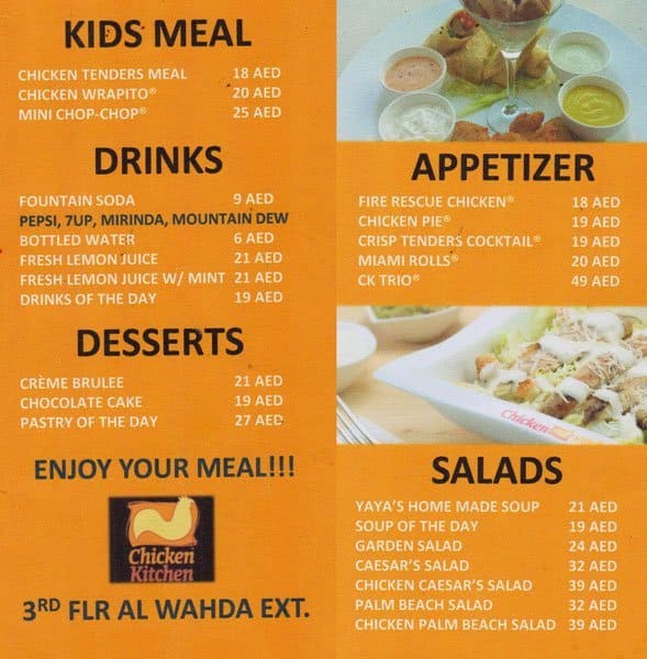 Chicken Kitchen Menu, Menu for Chicken Kitchen, Al Wahda, Abu Dhabi