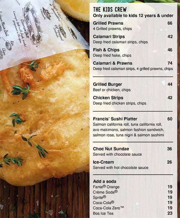 Cape Town Fish Market Menu, Menu for Cape Town Fish Market, Bedford