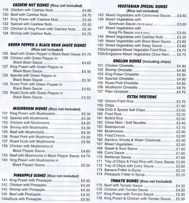 Great Wall House Menu Menu For Great Wall House Northfield Birmingham