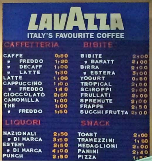 Menu di Massi Bar 