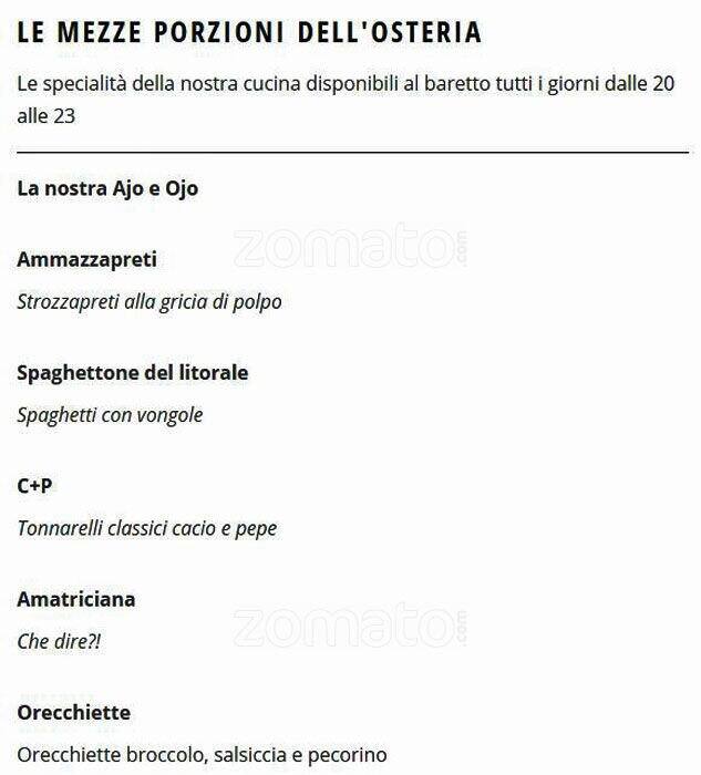 Menu di 692 Osteria & Baretto 