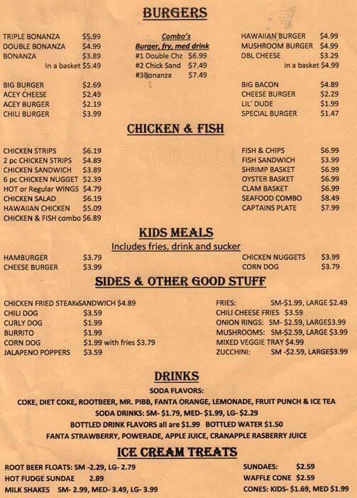 Carta de comida rápida Burger Ranch, 820 S 38th St