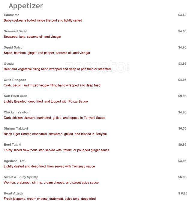 Iron Chefs Hibachi and Sushi Menu Urbanspoon/Zomato