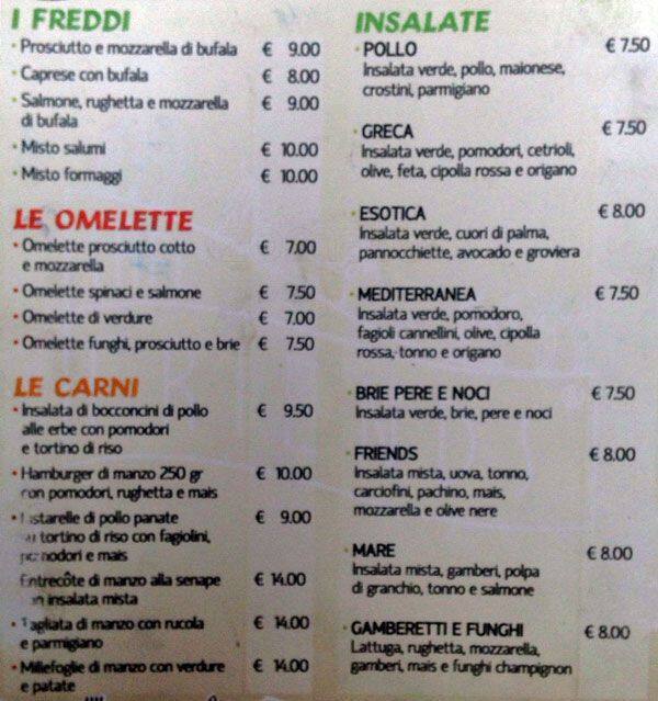 Menu di Friends Caffè 2 