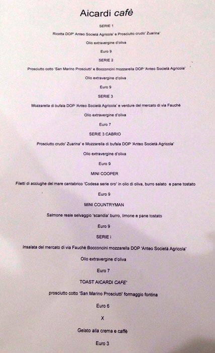 Menu di Aicardi Cafè 