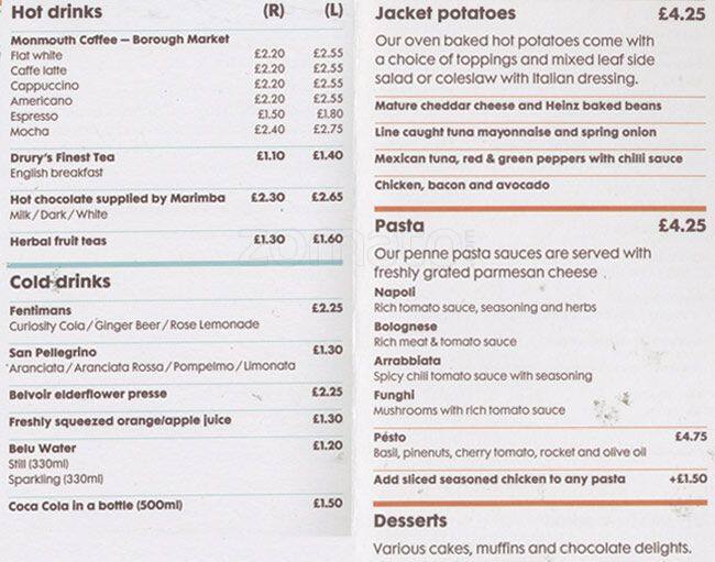 Carta de Café Riva