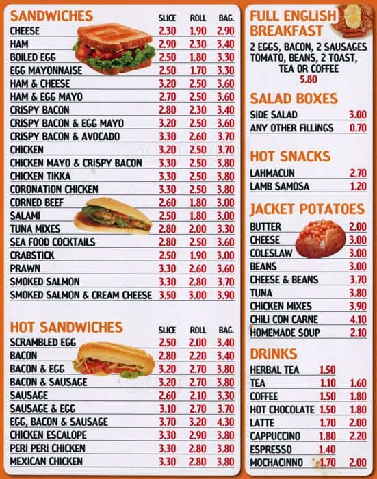 Doorsteps Sandwich Bar Menu, Menu for Doorsteps Sandwich Bar