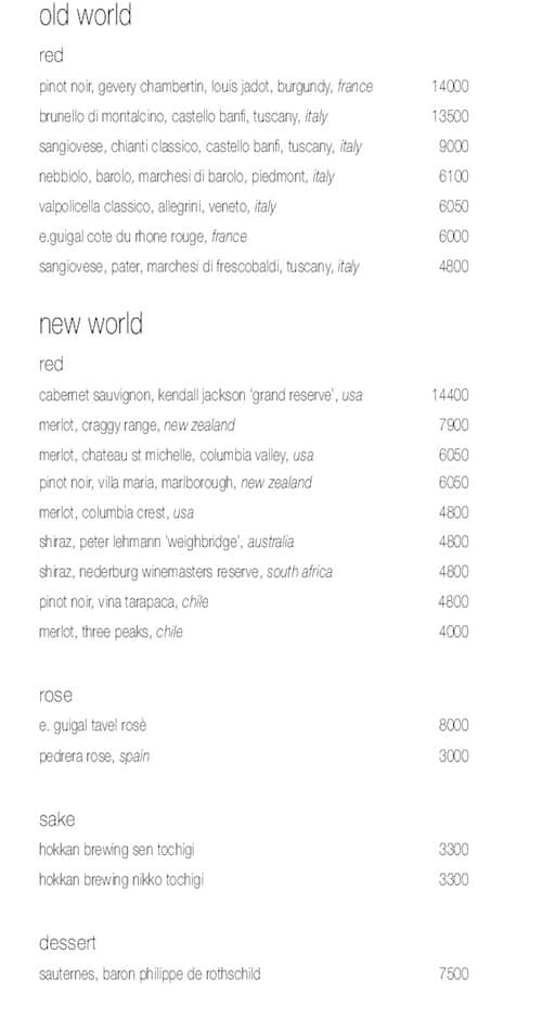 Sunset Grill - The Westin Chennai Velachery menu
