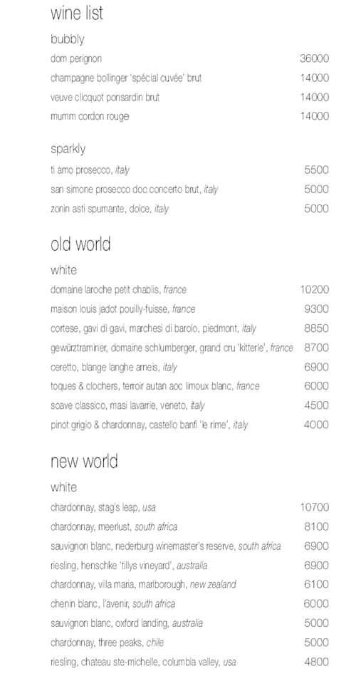 Sunset Grill - The Westin Chennai Velachery menu