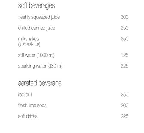 Sunset Grill - The Westin Chennai Velachery menu