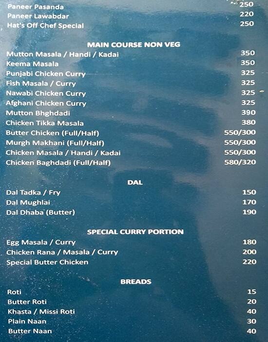 Hats-Off Bar And Restaurant menu