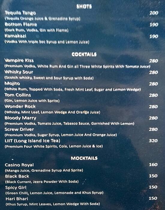 Hats-Off Bar And Restaurant menu