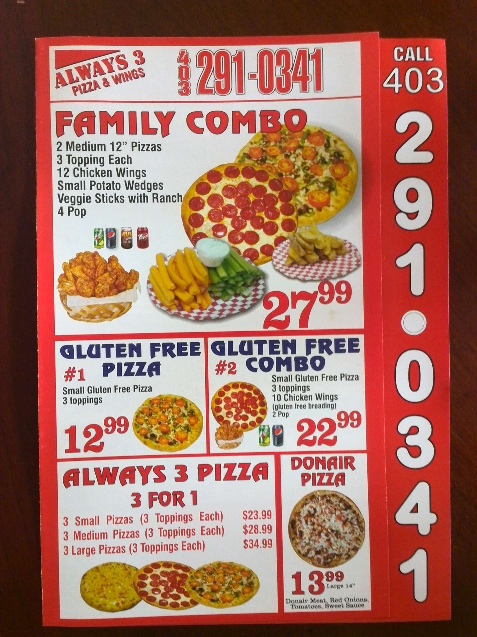 Always 3 Pizza & Wings Menu Urbanspoon/Zomato