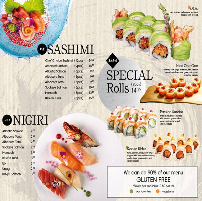 Menu at Big Catch Sushi Bar, Calgary
