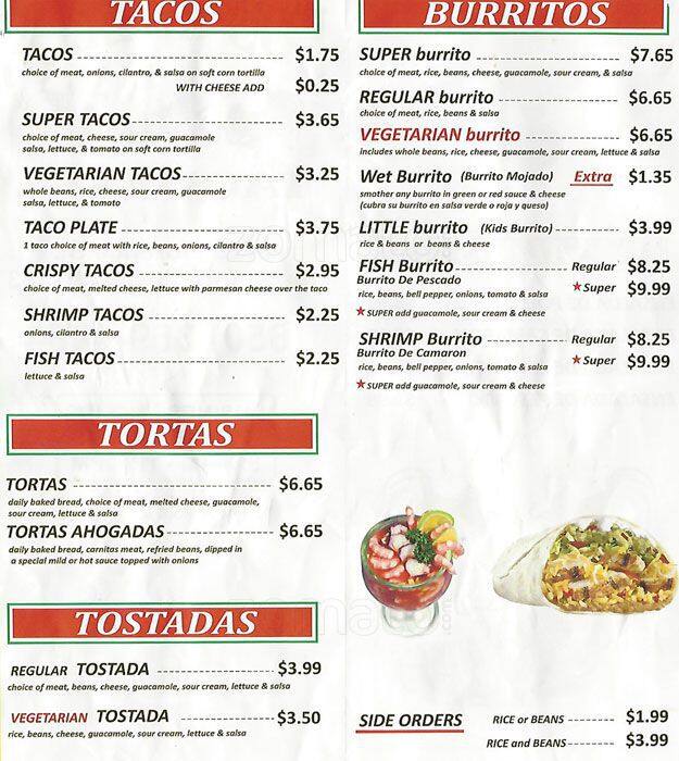 Menu at Los Gallos Taqueria pub & bar, Redwood City