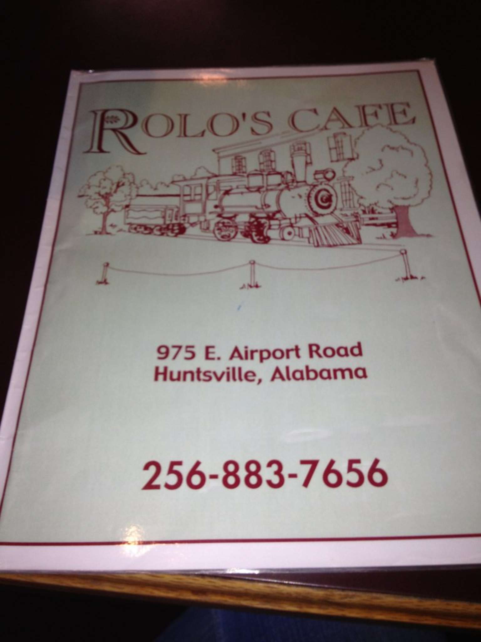 Menu at Rolo's Cafe, Huntsville