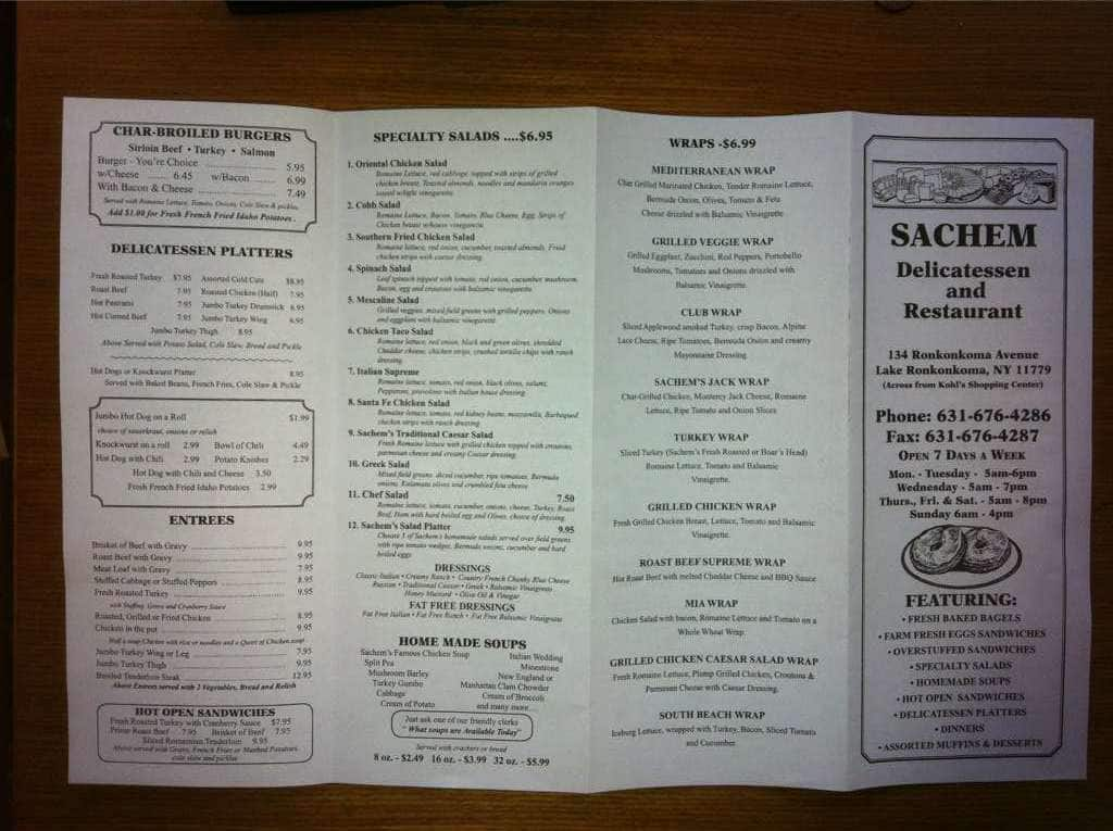 Sachem Deli Menu, Menu for Sachem Deli, Ronkonkoma, Long Island