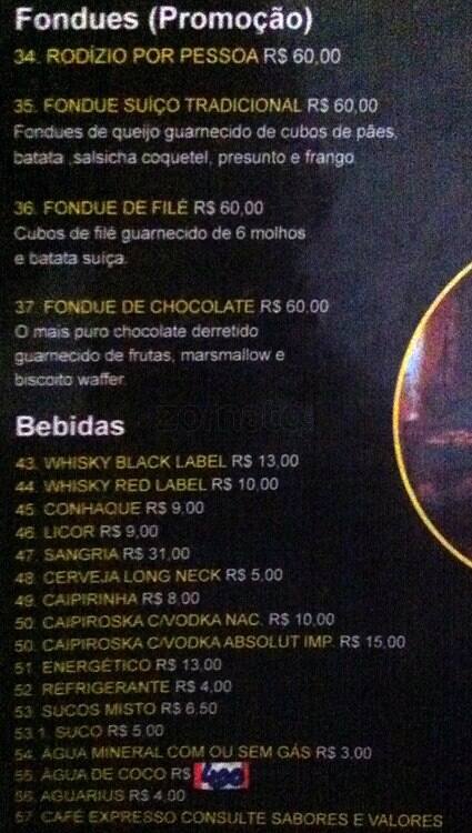 Don Fondue cardápio