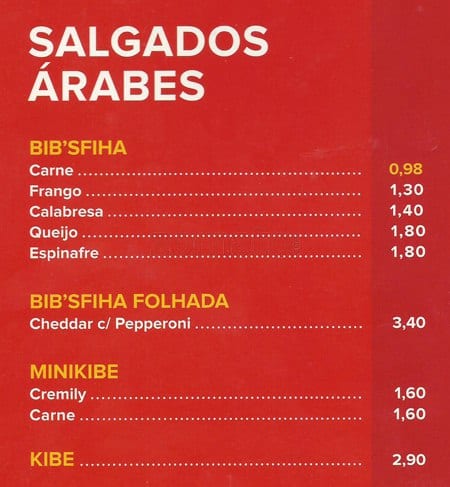 Habib's cardápio