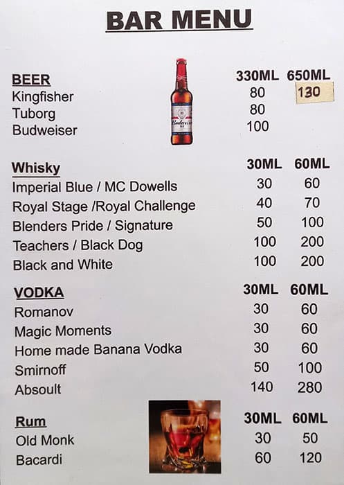 BLUE BANANA RESTAURANT menu