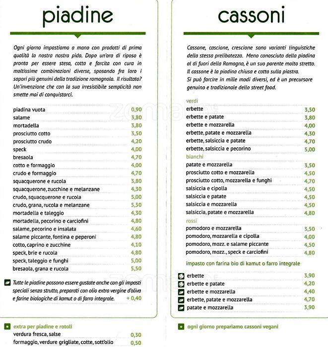 Menu di La Pìda se' Parsòt - Milano Bicocca 