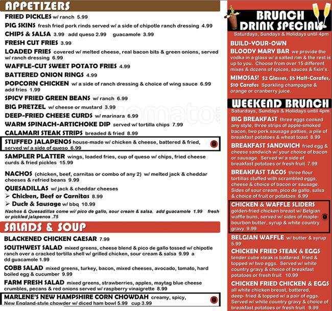 Frankie's menu, Menu restauracji Frankie's, Downtown Fort Worth, Fort
