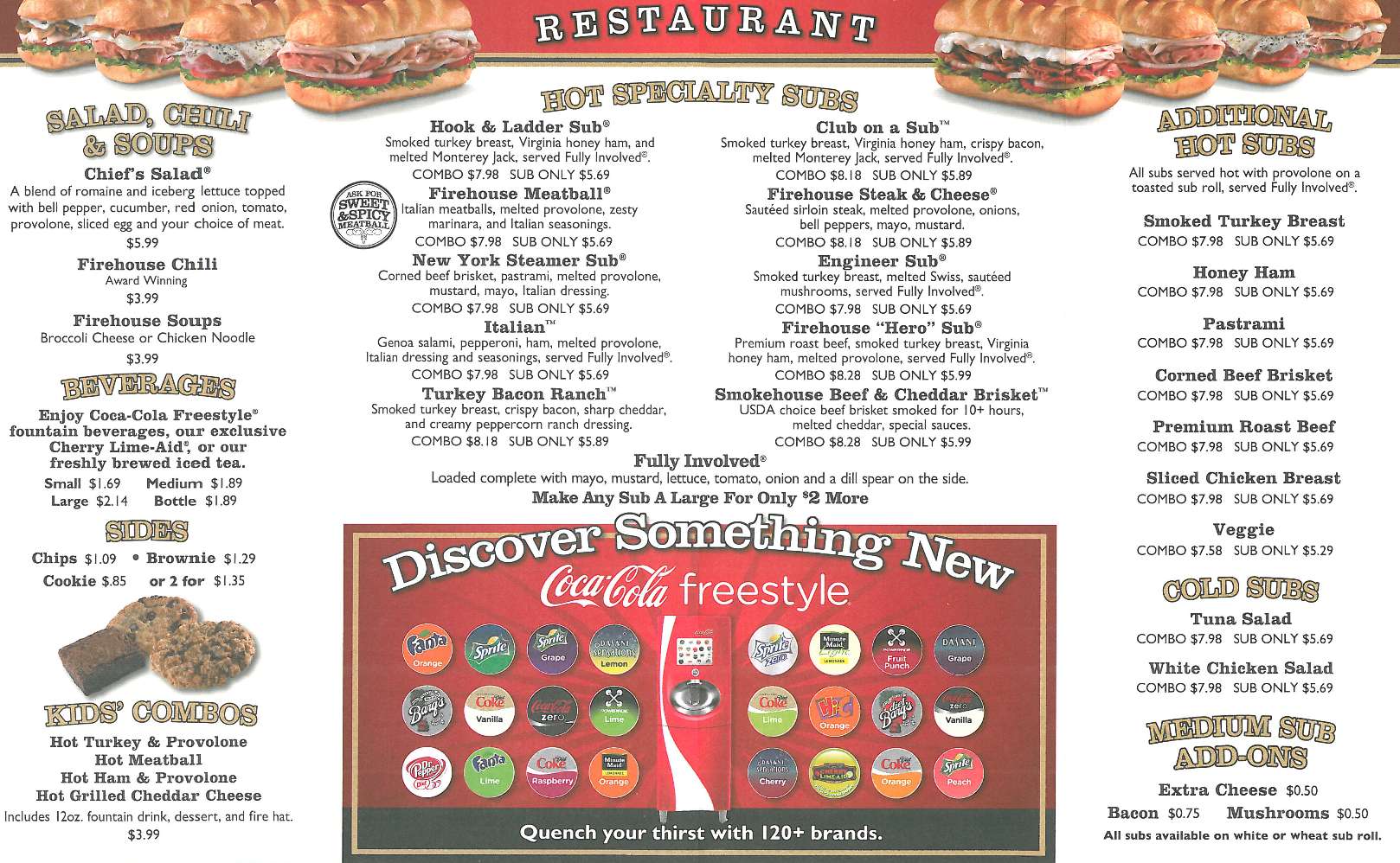 Menu At Firehouse Subs Fast Food Memphis US 64 109