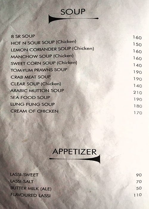 Menu of The Olive Restaurant, Sasthamangalam, Trivandrum