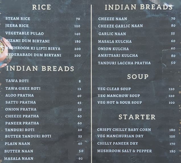 Gupta's Veg menu