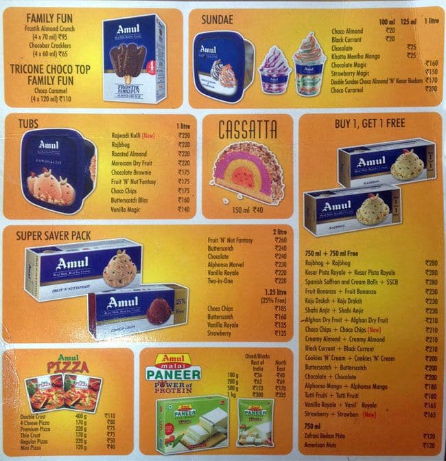 Amul Ice Cream With Names