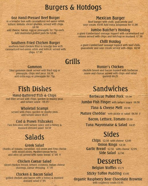 Menu at The Glasshouse Stores pub & bar, London