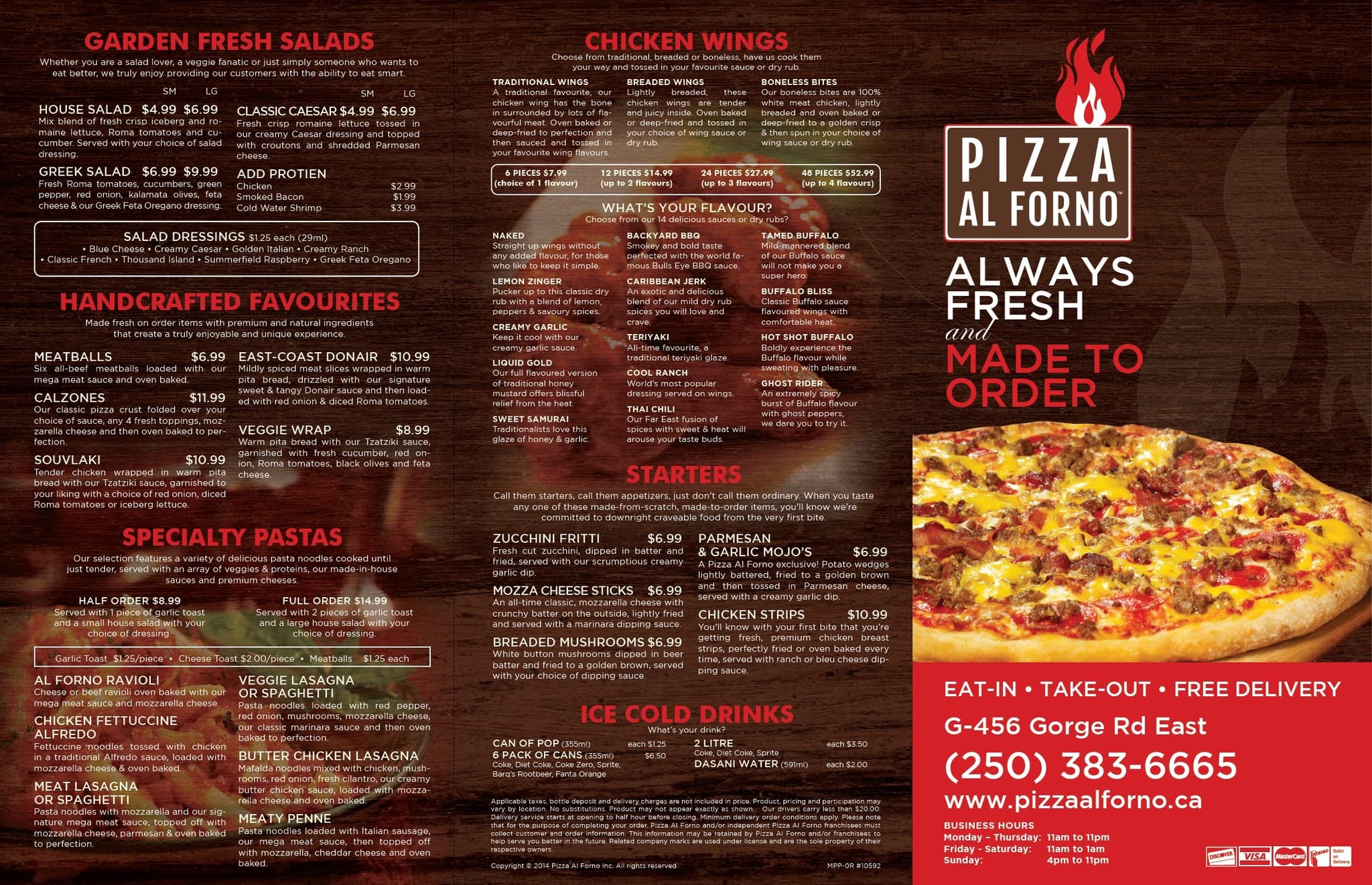 Pizza Al Forno Menu, Menu for Pizza Al Forno, Victoria, City of